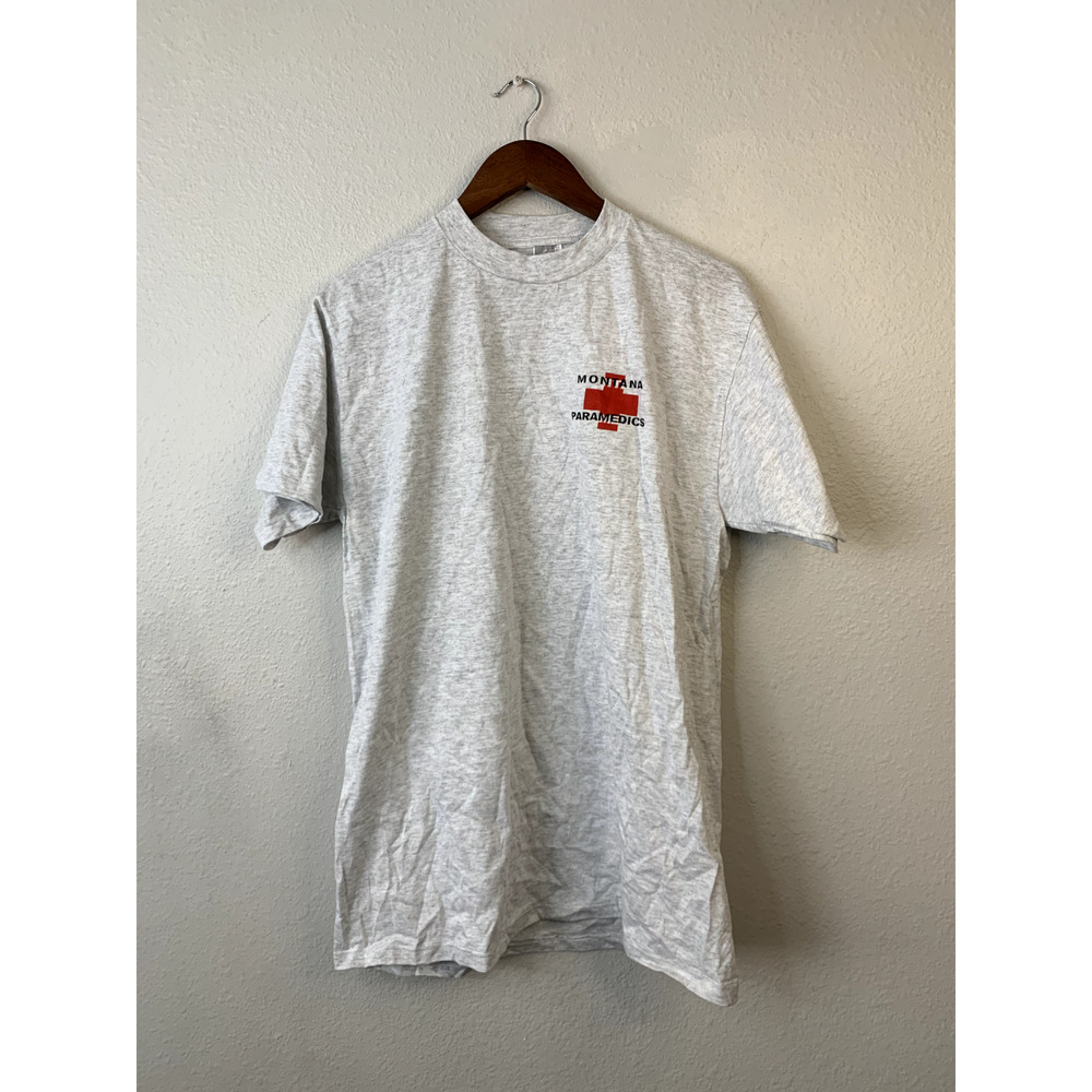 Vintage Montana Paramedics Shirt Jerzees Test Print Gray T-Shirt 90s VTG Large